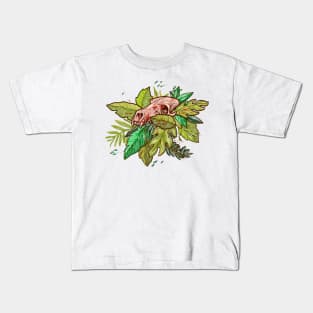 Wolf flower skull Kids T-Shirt